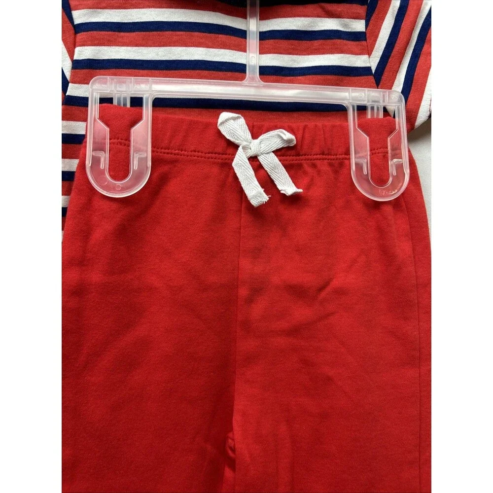 Phat Farm Bay Boys 18Month 3Pc Creeper Bib Pants Set Red Blue Bodysuit New